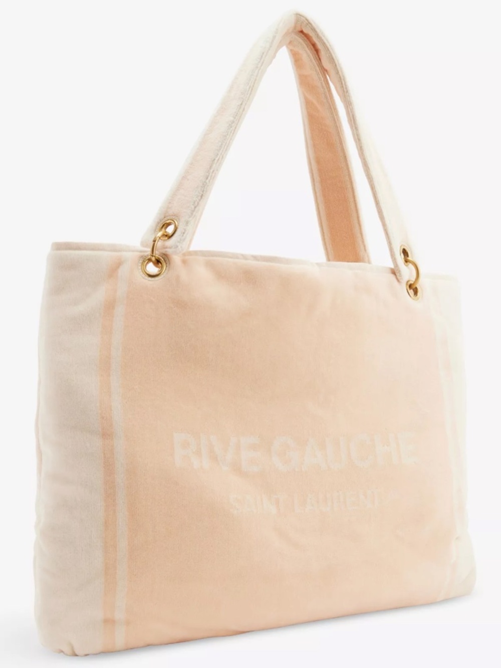 Saint Laurent YSL Rive Gauche Pink White Logo Convertible Towel Terry Tote Bag - Picture 4 of 16